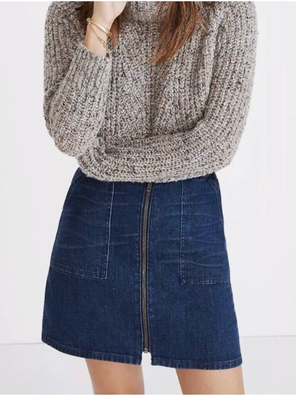 Madewell Denim Mini Skirt Size 29 Front Zip Blue Jean Skirt